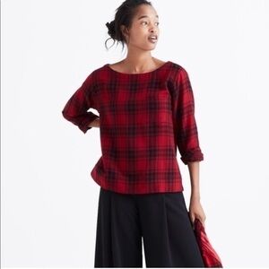 Madewell | Curtis red plaid herald Top XS